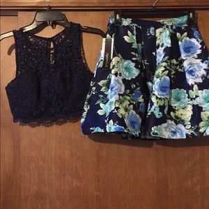 Two piece floral formal dress